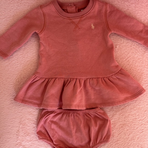 Ralph Lauren Pink/Mauve Baby Dress with Bloomers - Picture 2 of 6